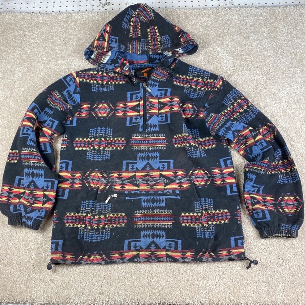 Native Fleece Aztec Print Hoodie Pullover Men's‎ Size L Geometric
